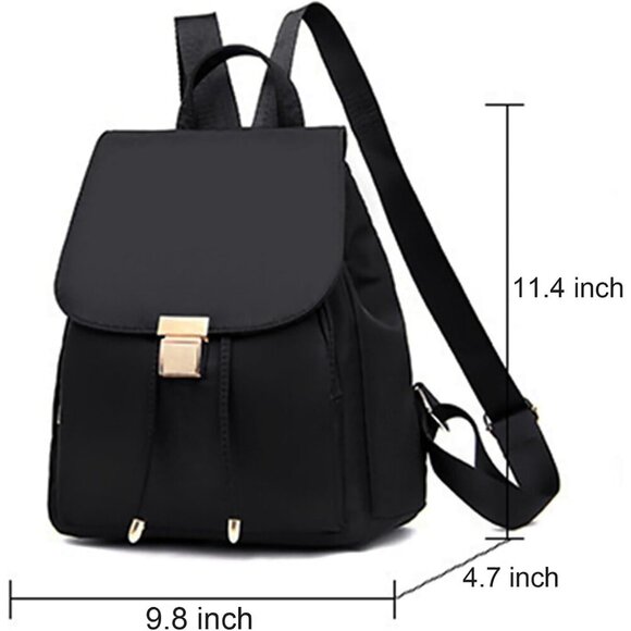 Mini Nylon Backpack for Women Lightweight Travel Purse Black Small Trendy Bag - Picture 2 of 7